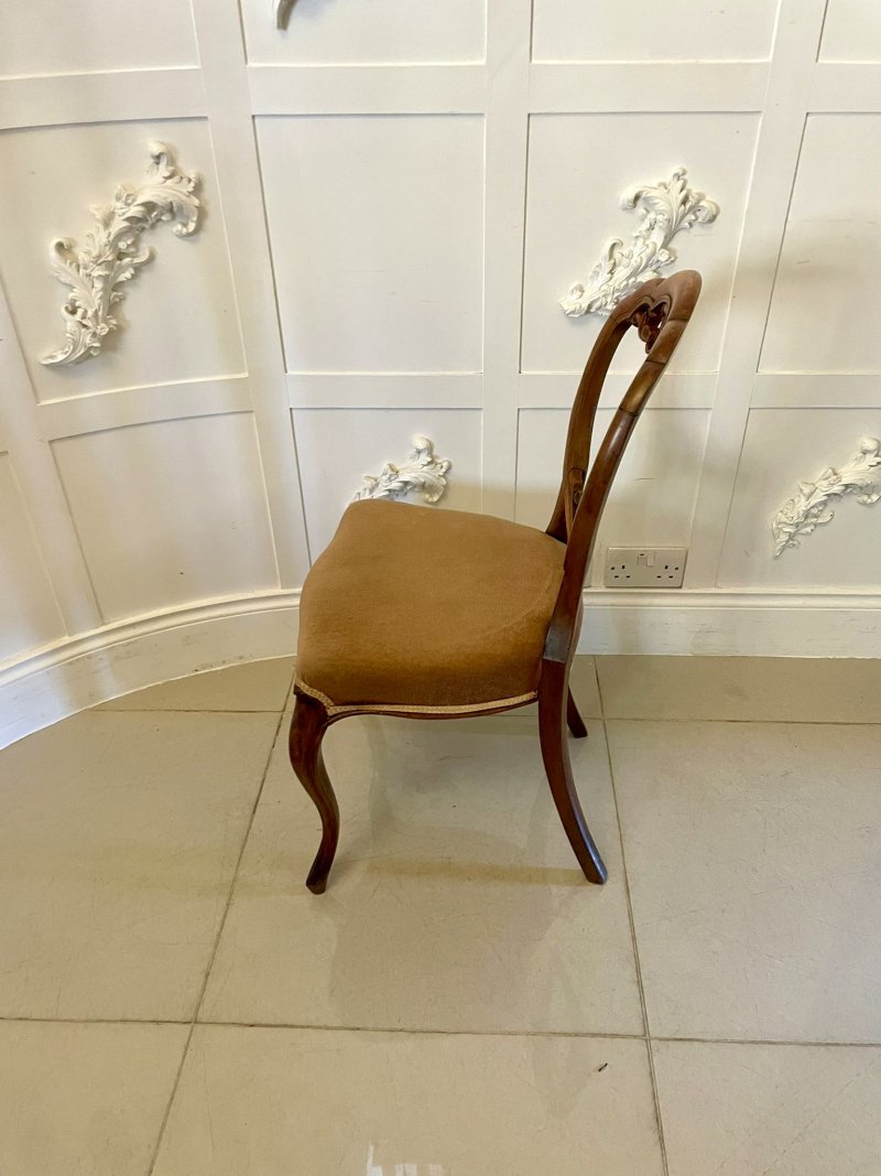 Quality Set of Six Antique Victorian Carved Walnut Balloon-Back Dining Chairs